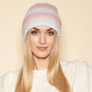 Genie by Eugenia Kim Neve Pastel Multicolor Stripe Knit Beanie Hat NWT